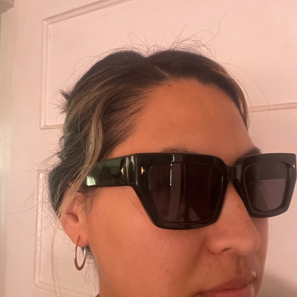 DEZI Black Square-Frame Sunglasses with Gold Accent - Picture 8 of 9